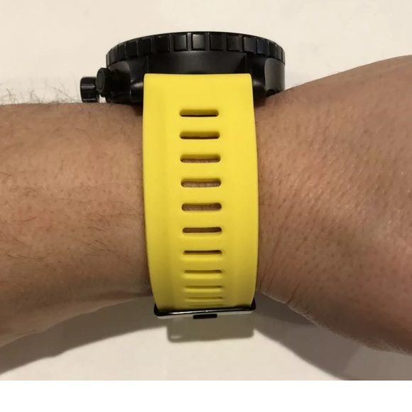 Watch Band 25mm Yellow Blk Silicone Rubber Replacement Nixon 51-30 Strap Garmin - Picture 3 of 11